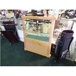 WOOD FRAMED MIRRORS WITH CORK BOARD - STAINED