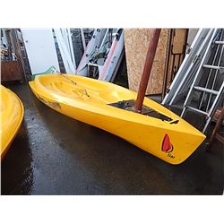 **** - SAIL BOAT WITH MAST - 11.5' LONG - YELLOW - COMES WITH RUDDER AND KEEL - SOME REPAIRS