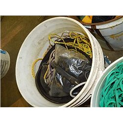 BUCKET OF ROPE AND TIE DOWNS
