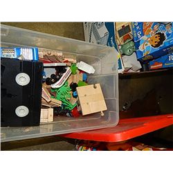 TUB OF BLOCKS, TRACK AND TRAIN