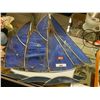 Image 1 : LEADED STAINED GLASS SAIL SHIP - ~16" TALL