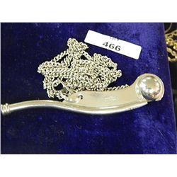 SHIPS WHISTLE WITH  ~52" SILVER(?NON-FEROUS) CHAIN - MADE IN ENGLAND