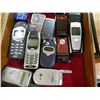 Image 3 : TRAY OF ASSORTED CELL PHONES - INCLUDES BOX OF CORDS, BATTERIES ETC