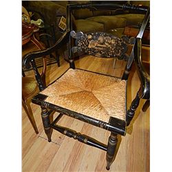 VINTAGE PAINTED CHAIRS WITH RUSH SEATS - BID X 2