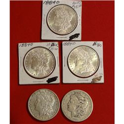 5- Morgan Dollars, 3- 1884-O, 1884-2