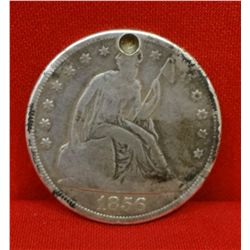 1856 Trade Dollar, hole punched in top