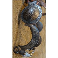 Silver engraved Crescent bit, ornate,