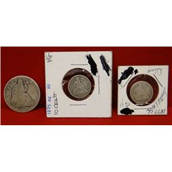 3- CC coins- 1875 dime, 1877 dime, 1877 half dollar