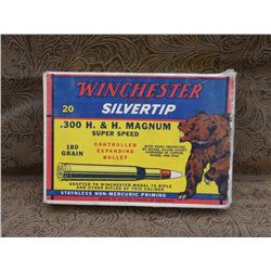 Win. Silver tip ammo box w/ ammo. Full.  .300 H & H