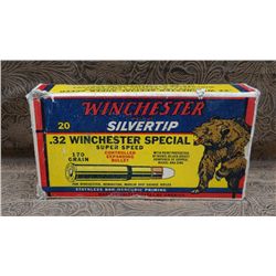 Win. Silver tip ammo box w .32 Special, full