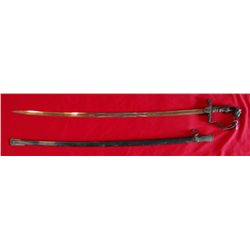 German Nazi dress sword, handle not complete, 31" blade w/scabbard. Eagle and swaztika
