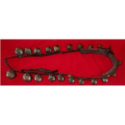 Brass sleigh bells, very old, 18 bells,