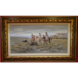 Elmer Schock, Spoils of the Buffalo Tongue, oil on canvas, 16" x 32"