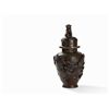 Image 1 : Bronze Vase with Lid, Relief of Dragon and Phoenix, Meiji