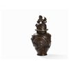 Image 9 : Bronze Vase with Lid, Relief of Dragon and Phoenix, Meiji