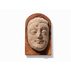 Gandhara Stucco Relief Head of Buddha, 3rd/4th C.