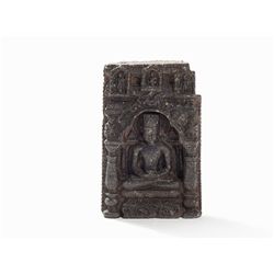 Schist Relief Stele with Crowned Buddha Amitayus, 11th-12th C.