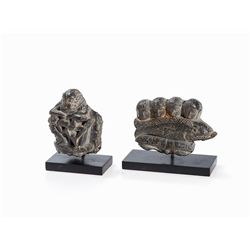 2 Schist Relief Fragments with Vishnu Avatars, 9th-11th C.