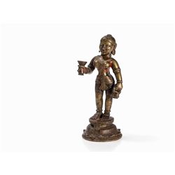 Bronze Figure Radha with Traces of Red Color, 18th/19th C.