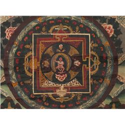 Thangka, Depiction of a Dakini, Colors on Linen, 19th C.