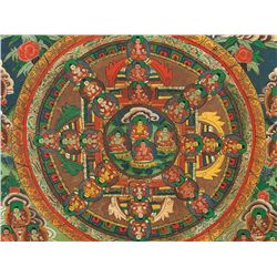 Thangka, Mandala Painting, Colors on Linen, 19th C.