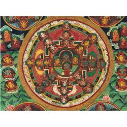 Thangka, Mandala Painting, Colors on Linen, 19th C.
