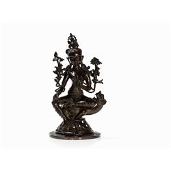 Bronze Figure of a Tara Riding on a Mythical Creature, 19th C.