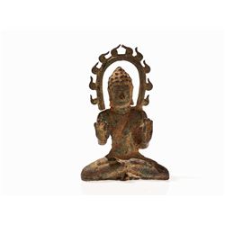 Dvaravati Bronze Figure Buddha in Padmasana, 7th-9th C.