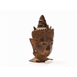 Sukhothai Bronze Head of Buddha Shakyamuni, 15th/16th C.