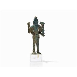 Khmer Bronze Figure Four-Armed Deity Vishnu, 12th/13th C.