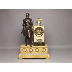 French Empire Ormulu Patinated Bronze Clock