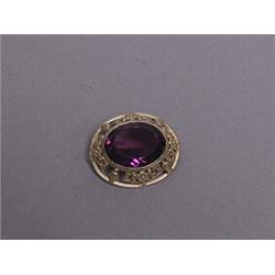 Antique Russian Amethyst Brooch 14K Gold