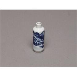 19th C Chinese Blue & White Snuff Bottle