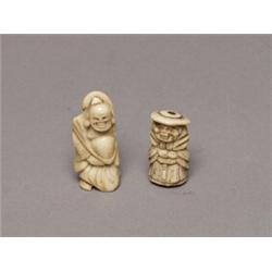 Two Antique Carved Bone Netsuke