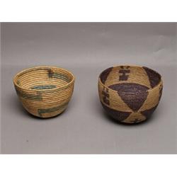 Two Old Coiled Basketry Bowls