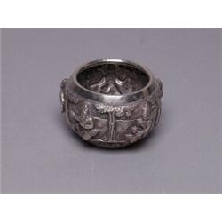 Nepalese Coin Silver Repousse Bowl