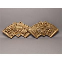 Pair Crved and Gilt Wood Scroll Panels 