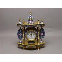 Gilt Cloissone Clock Modern 20th C.