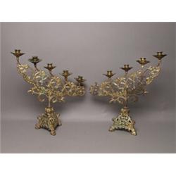 Pr of Gilt Brass Cnadelabra