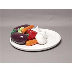 Platter of Glazed Ceramic Fruit
