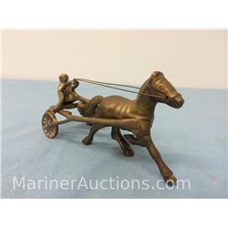 Solid brass racehorse and driver