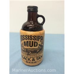Mississippi mud black & tan glass beer jug