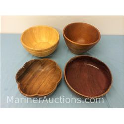 4 wood salad bowls