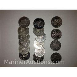 Lot of 16 Canadian Half Dollars Mixed Dates