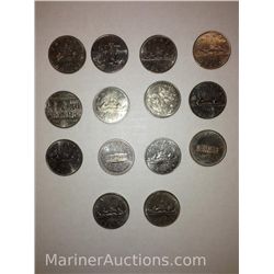 Lot of 14 Canadian Dollars Mixed Dates