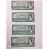 Image 1 : 1954 Sequential Uncirculated Canadian One Dollar Bank Notes (782-785)