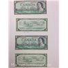 Image 2 : 1954 Sequential Uncirculated Canadian One Dollar Bank Notes (782-785)