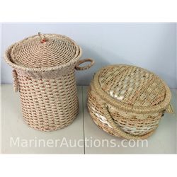 Pair of wicker sewing baskets