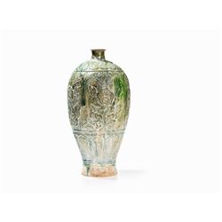 Green Meiping Vase with Chrysanthemums & Butterflies, Song