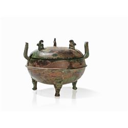 Bronze DING Vessel with Legs in the Shape of Bears, Han Dynasty